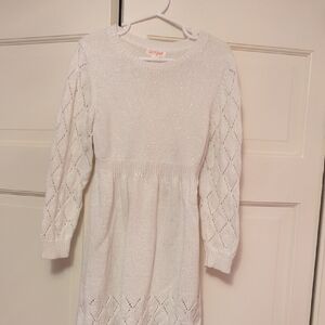 Cat & Jack Cream With Gold Sparkle Knit Dress